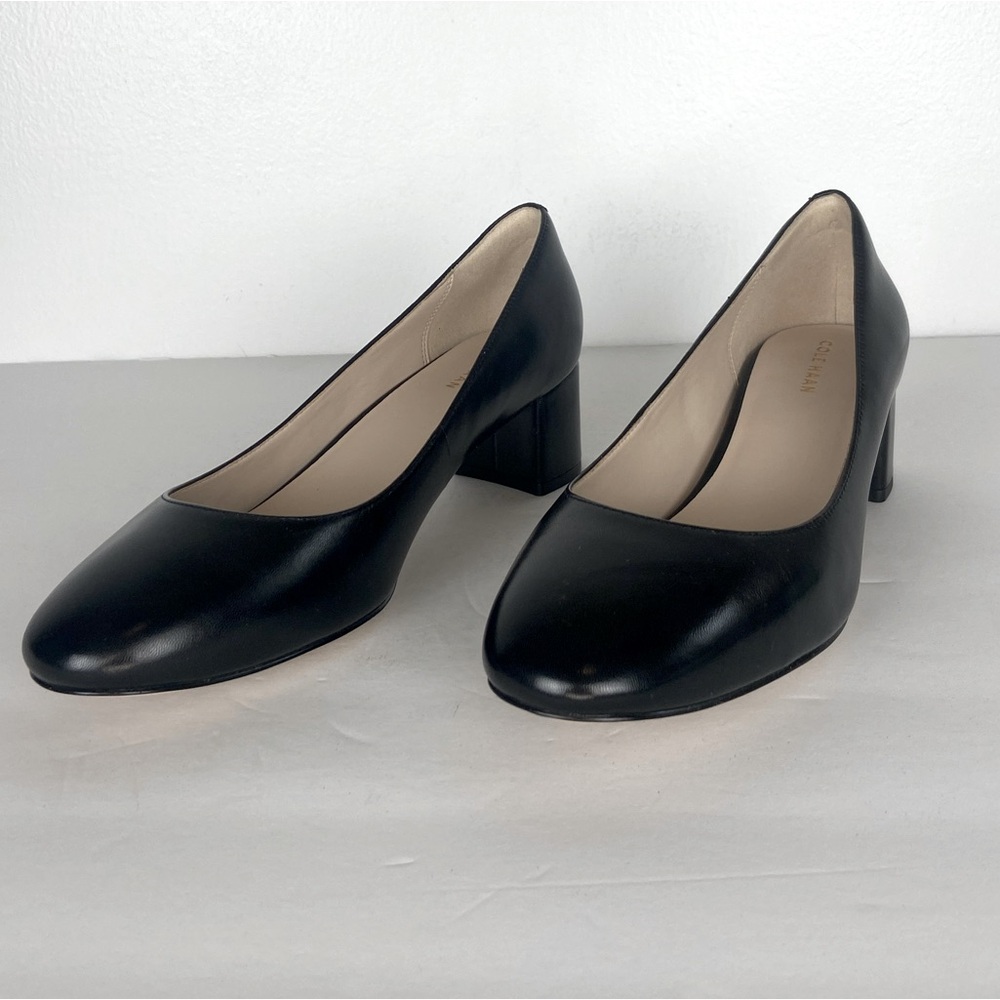 Cole Haan Grand Pumps Women's Heels Size 7.5 Black Career Preppy Block Heels - Picture 2 of 8